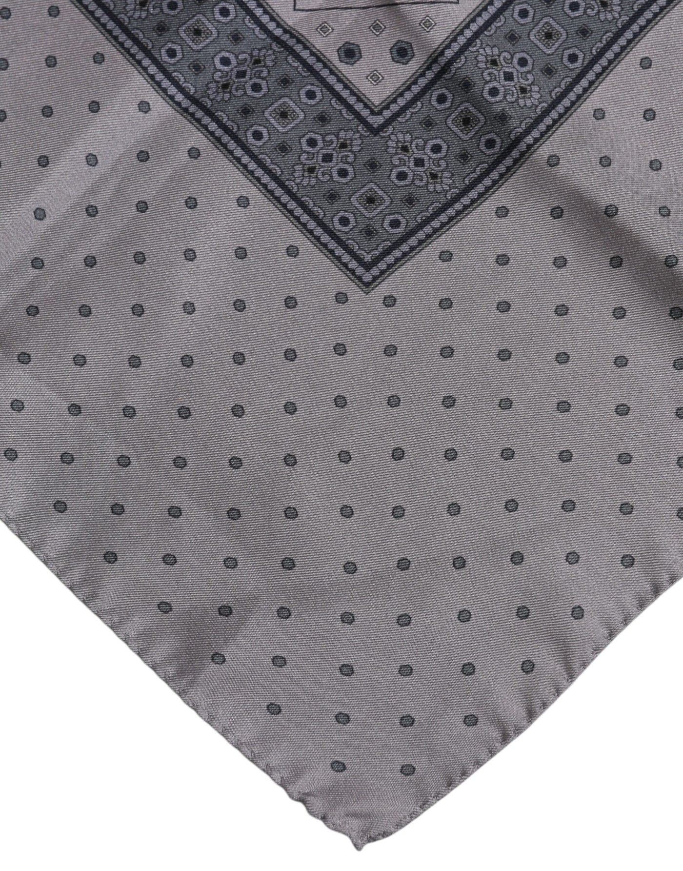 Dolce & Gabbana Grauer gepunkteter quadratischer Seidenschal für Männer mit Foulard