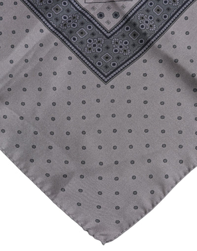 Dolce & Gabbana Grauer gepunkteter quadratischer Seidenschal für Männer mit Foulard