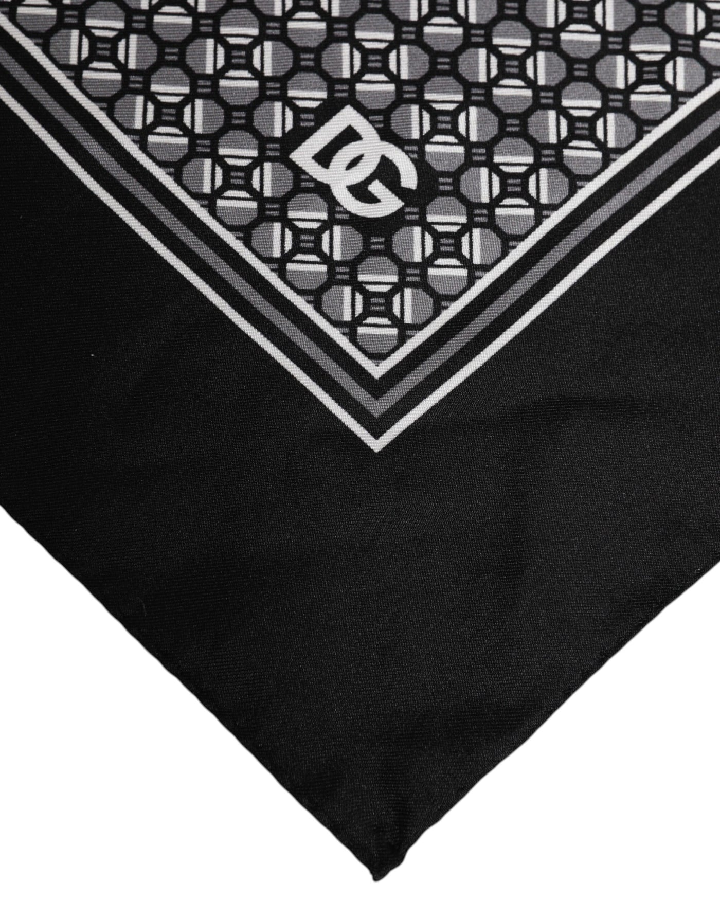 Dolce & Gabbana Schwarz-weiß gemusterter, quadratischer Foulardschal