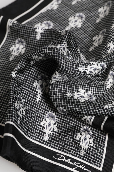 Dolce & Gabbana Schwarzer weißer bedruckter Foulardschal