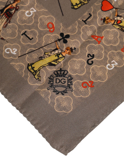 Dolce & Gabbana Brauner Seidenschal mit quadratischem Aufdruck für Männer Foulardschal