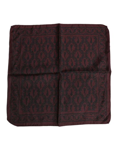 Dolce & Gabbana Maroon Schwarz Gedruckt Quadrat Männer Foulard Schal