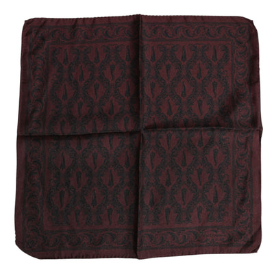 Dolce & Gabbana Maroon Schwarz Gedruckt Quadrat Männer Foulard Schal