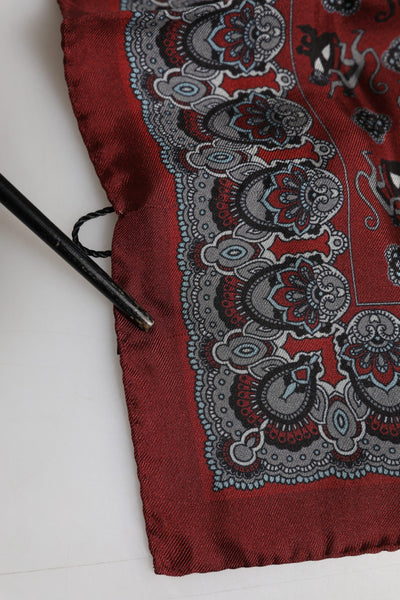 Dolce & Gabbana Maroon Monkey Print Silk Square Foulard Schal