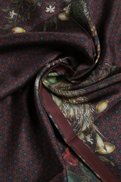 Dolce & Gabbana Brauner Pfau Print Square Herren Foulard Schal