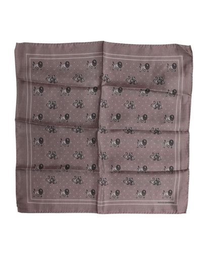 Dolce & Gabbana Brauner quadratischer Foulardschal mit Tiermuster