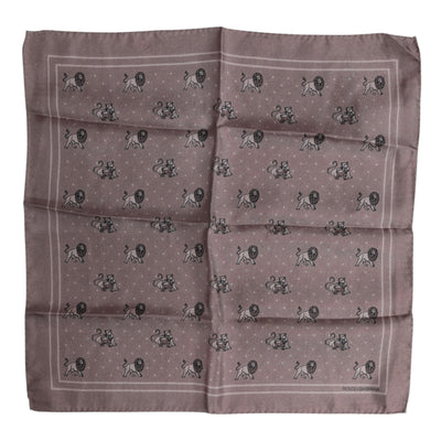 Dolce & Gabbana Brauner quadratischer Foulardschal mit Tiermuster