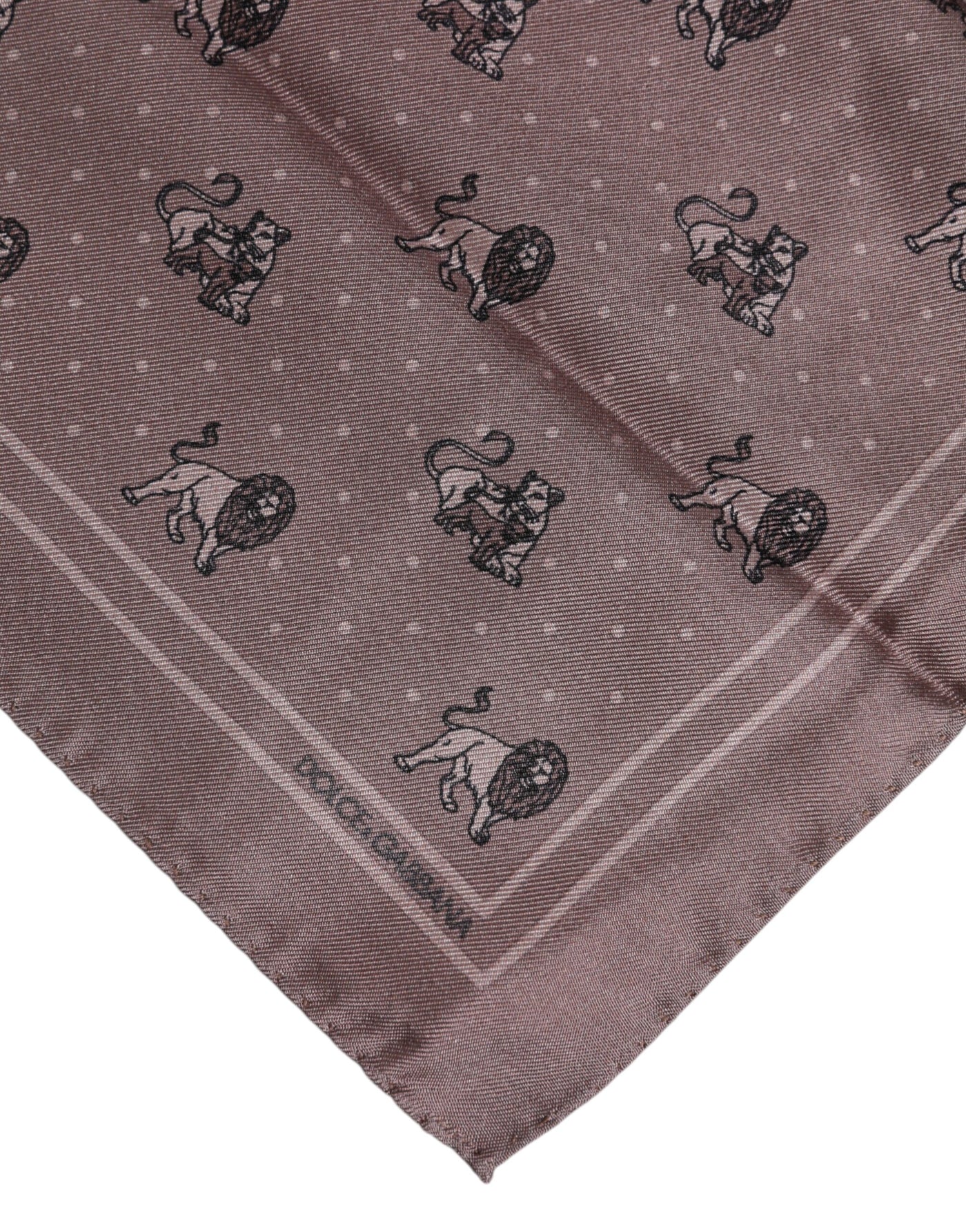Dolce & Gabbana Brauner quadratischer Foulardschal mit Tiermuster