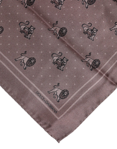 Dolce & Gabbana Brauner quadratischer Foulardschal mit Tiermuster