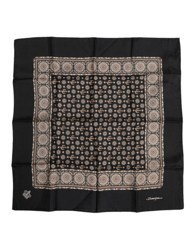 Dolce & Gabbana Schwarzbraun gemusterter, quadratischer Foulardschal