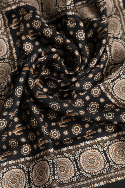 Dolce & Gabbana Schwarzbraun gemusterter, quadratischer Foulardschal