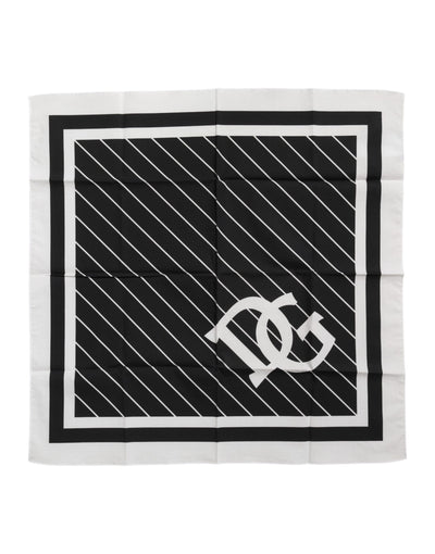 Dolce & Gabbana Schwarz Weiß DG Logo Quadratisch Herren Foulardschal