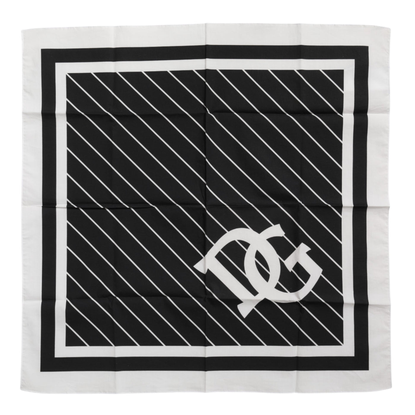 Dolce & Gabbana Schwarz Weiß DG Logo Quadratisch Herren Foulardschal