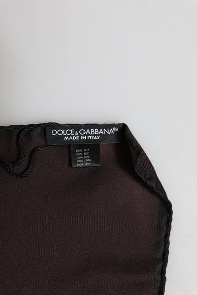 Dolce & Gabbana Brauner DG Crown Silk Square Herren Foulardschal
