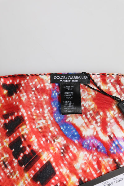 Dolce & Gabbana Schwarzer Multicolor Print Quadratischer Foulard-Schal