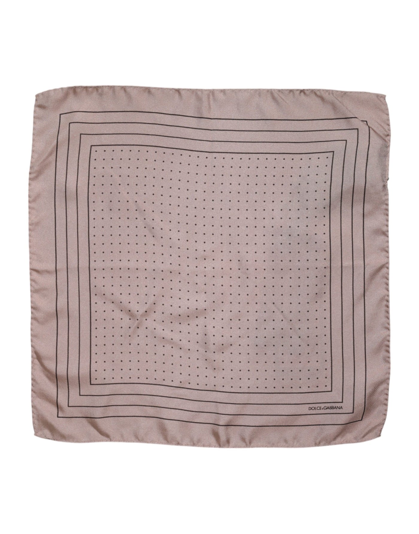 Dolce & Gabbana Beige gepunktetes Seidenquadrat Herren-Foulardtuch