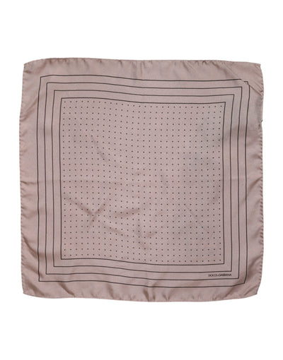 Dolce & Gabbana Beige gepunktetes Seidenquadrat Herren-Foulardtuch