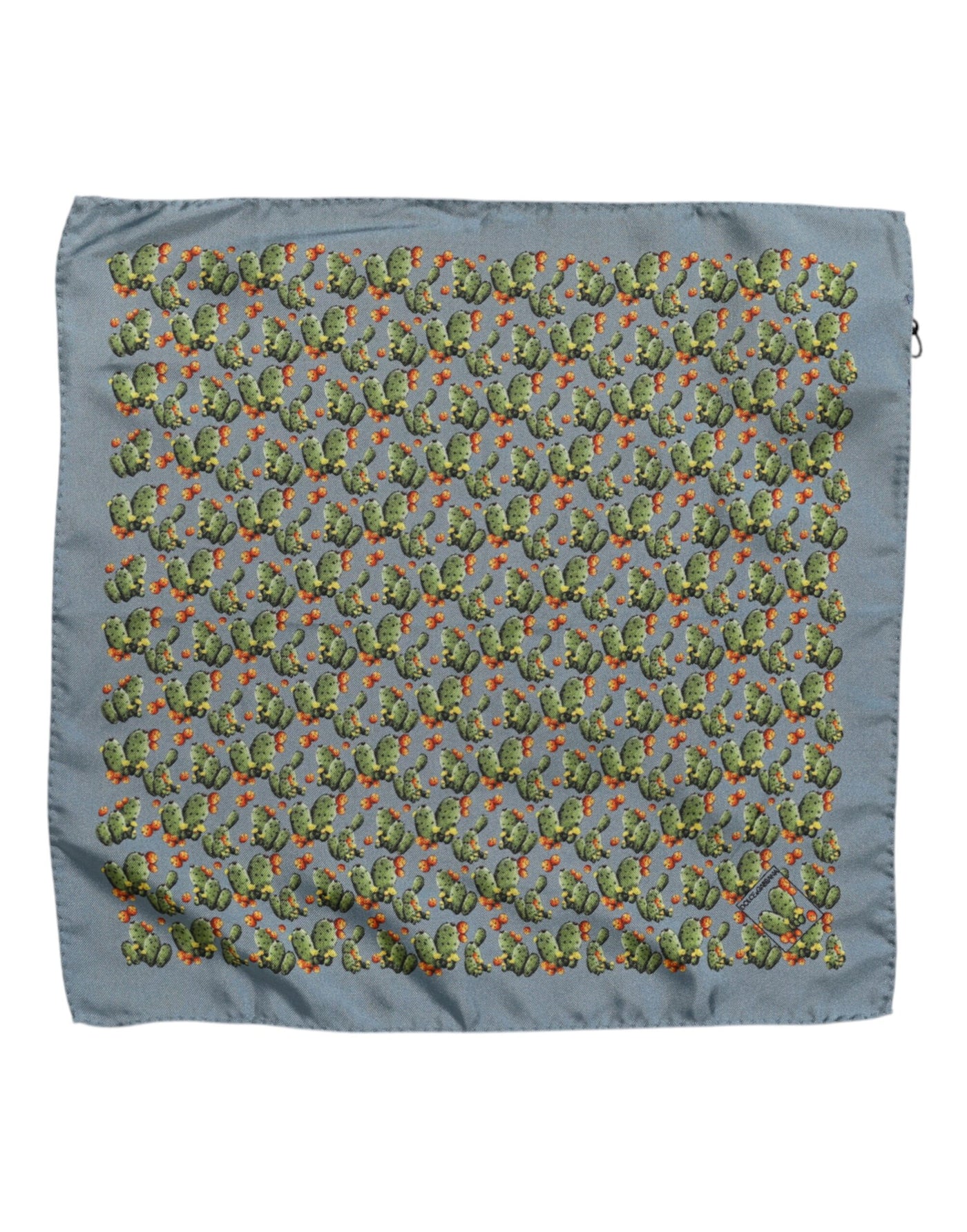 Dolce & Gabbana Graugrüner Kaktusdruck Quadratischer Foulardschal