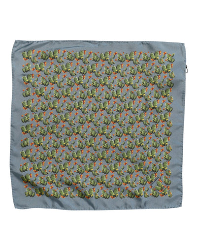 Dolce & Gabbana Graugrüner Kaktusdruck Quadratischer Foulardschal