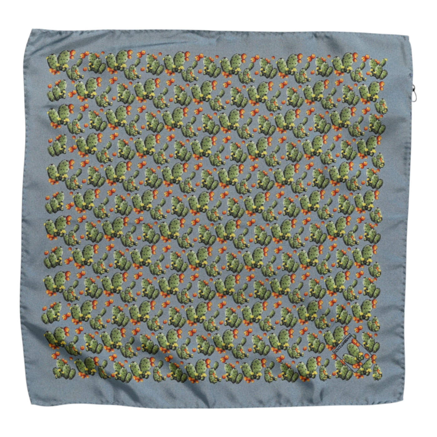 Dolce & Gabbana Graugrüner Kaktusdruck Quadratischer Foulardschal