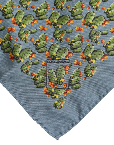 Dolce & Gabbana Graugrüner Kaktusdruck Quadratischer Foulardschal