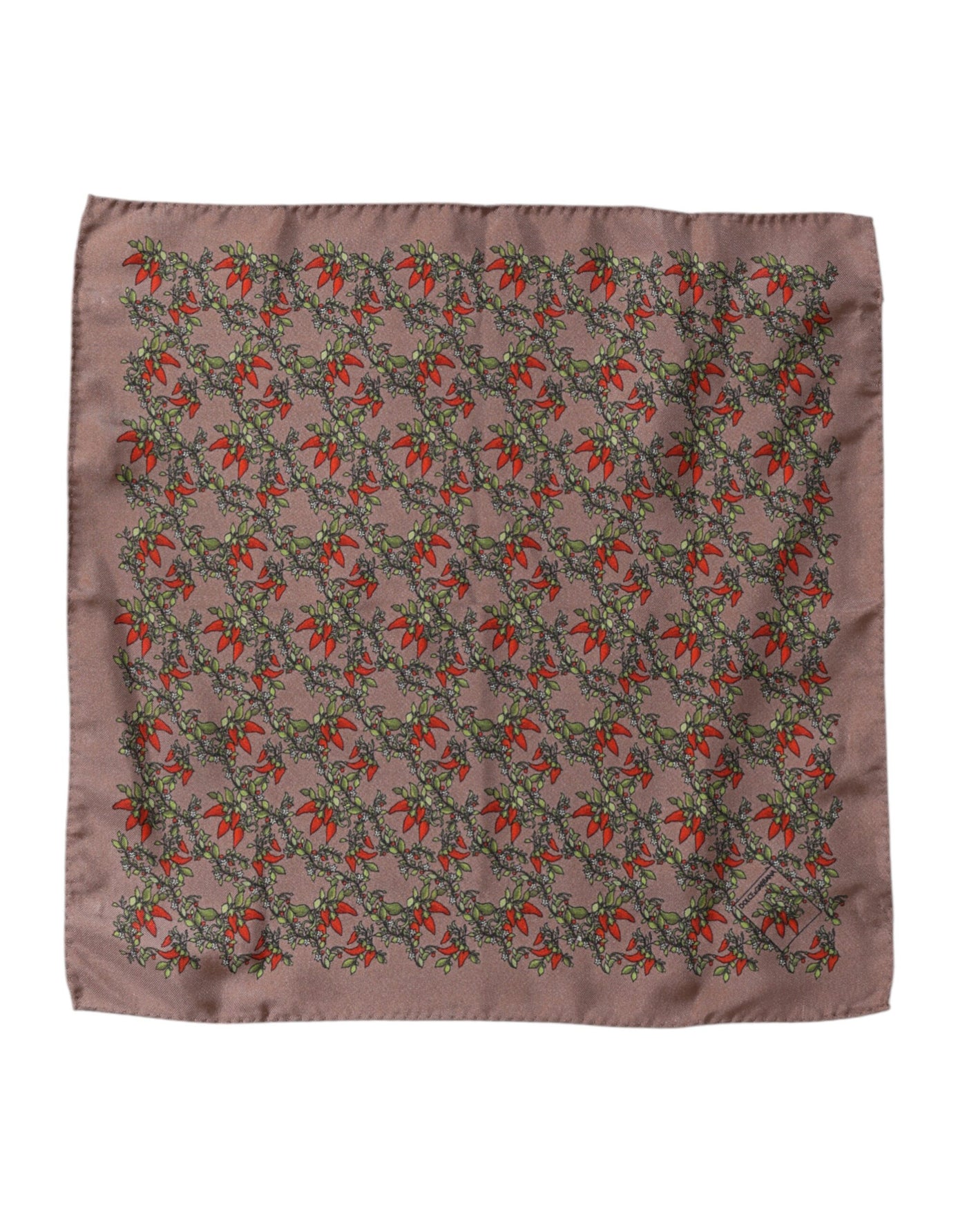 Dolce & Gabbana Brauner Chilis Seidenschal Quadratisch Herren Foulard Schal