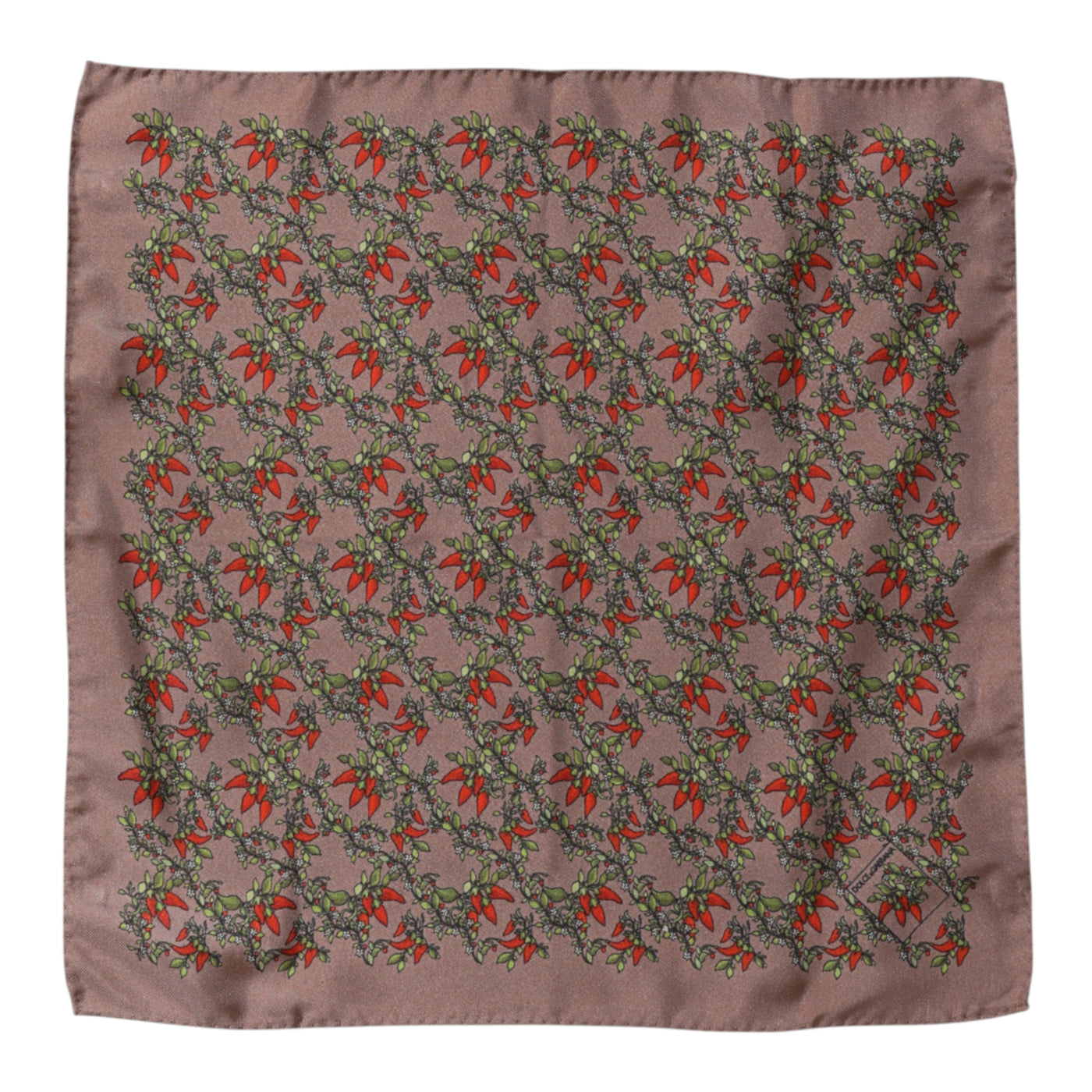 Dolce & Gabbana Brauner Chilis Seidenschal Quadratisch Herren Foulard Schal