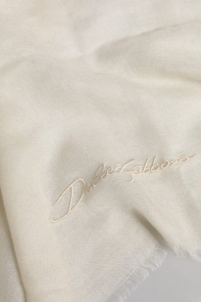 Dolce & Gabbana Weißer Kaschmir-Halswärmer Wickel-Schal-Schal