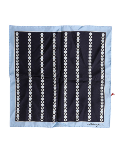 Dolce & Gabbana Blau bedruckte Seide Quadrat Männer Foulard Schal
