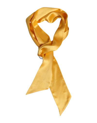 Dolce & Gabbana Gelber Satin Seiden Skinny Foulard Wickelschal