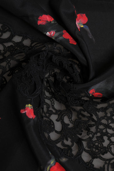 Dolce & Gabbana Schwarzer Floral Print Halswärmer Wickelschal