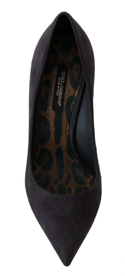 Dolce & Gabbana Graue Wildleder Leder Stiletto Schuhe Heels