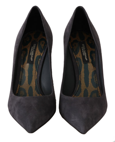 Dolce & Gabbana Graue Wildleder Leder Stiletto Schuhe Heels