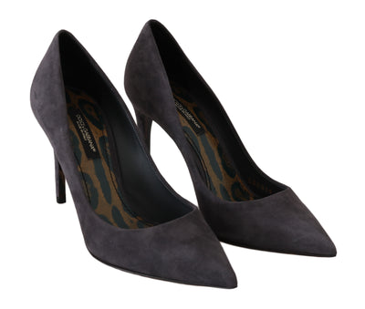 Dolce & Gabbana Graue Wildleder Leder Stiletto Schuhe Heels