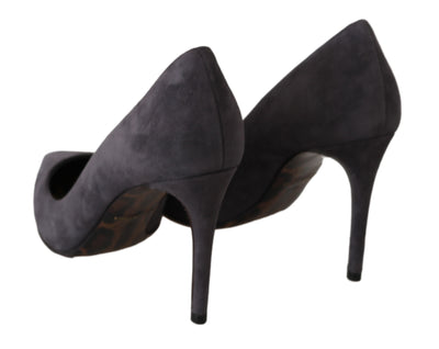 Dolce & Gabbana Graue Wildleder Leder Stiletto Schuhe Heels
