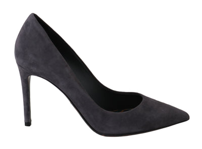Dolce & Gabbana Graue Wildleder Leder Stiletto Schuhe Heels
