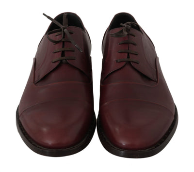 Dolce & Gabbana Rote Bordeaux Leder Derby Formelle Schuhe