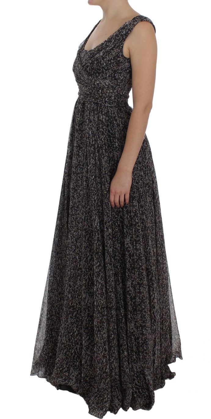 Dolce & Gabbana Dunkles Seiden-Shiftkleid in voller Länge