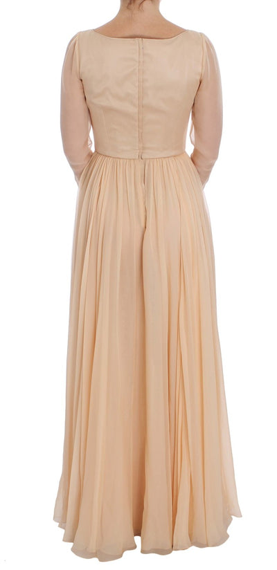 Dolce & Gabbana Beige Seide Ballkleid in voller Länge Kleid