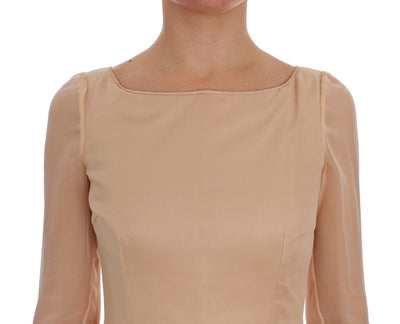 Dolce & Gabbana Beige Seide Ballkleid in voller Länge Kleid