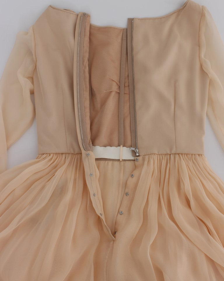 Dolce & Gabbana Beige Seide Ballkleid in voller Länge Kleid