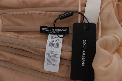 Dolce & Gabbana Beige Seide Ballkleid in voller Länge Kleid