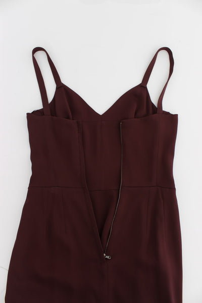 Dolce & Gabbana Bordeauxfarbenes Stretch-Etuikleid in voller Länge