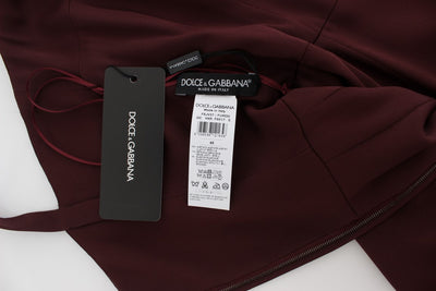 Dolce & Gabbana Bordeauxfarbenes Stretch-Etuikleid in voller Länge