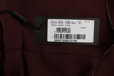 Dolce & Gabbana Bordeauxfarbenes Stretch-Etuikleid in voller Länge