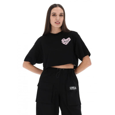 Comme Des Fuckdown Schwarzes Baumwoll-T-Shirt für Frauen
