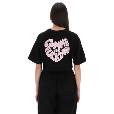 Comme Des Fuckdown Schwarzes Baumwoll-T-Shirt für Frauen