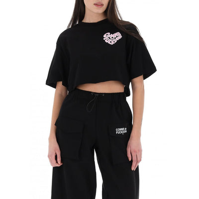 Comme Des Fuckdown Schwarzes Baumwoll-T-Shirt für Frauen
