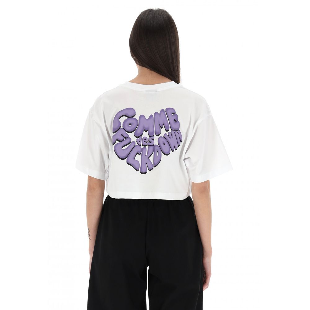Comme Des Fuckdown Weißes T-Shirt aus Baumwolle für Frauen