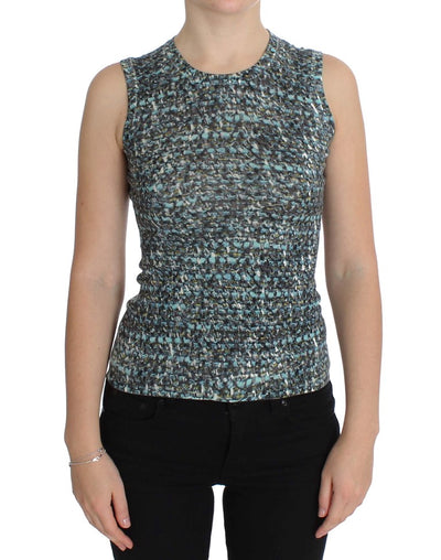 Dolce & Gabbana Blauer Wollpullover ohne Ärmel Pullover